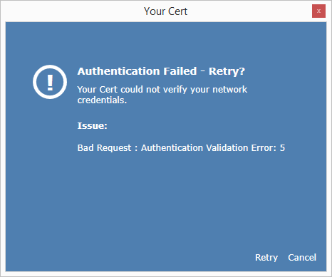 retry authorization dialog